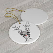 Load image into Gallery viewer, Lashed Reindeer Ceramic Ornament
