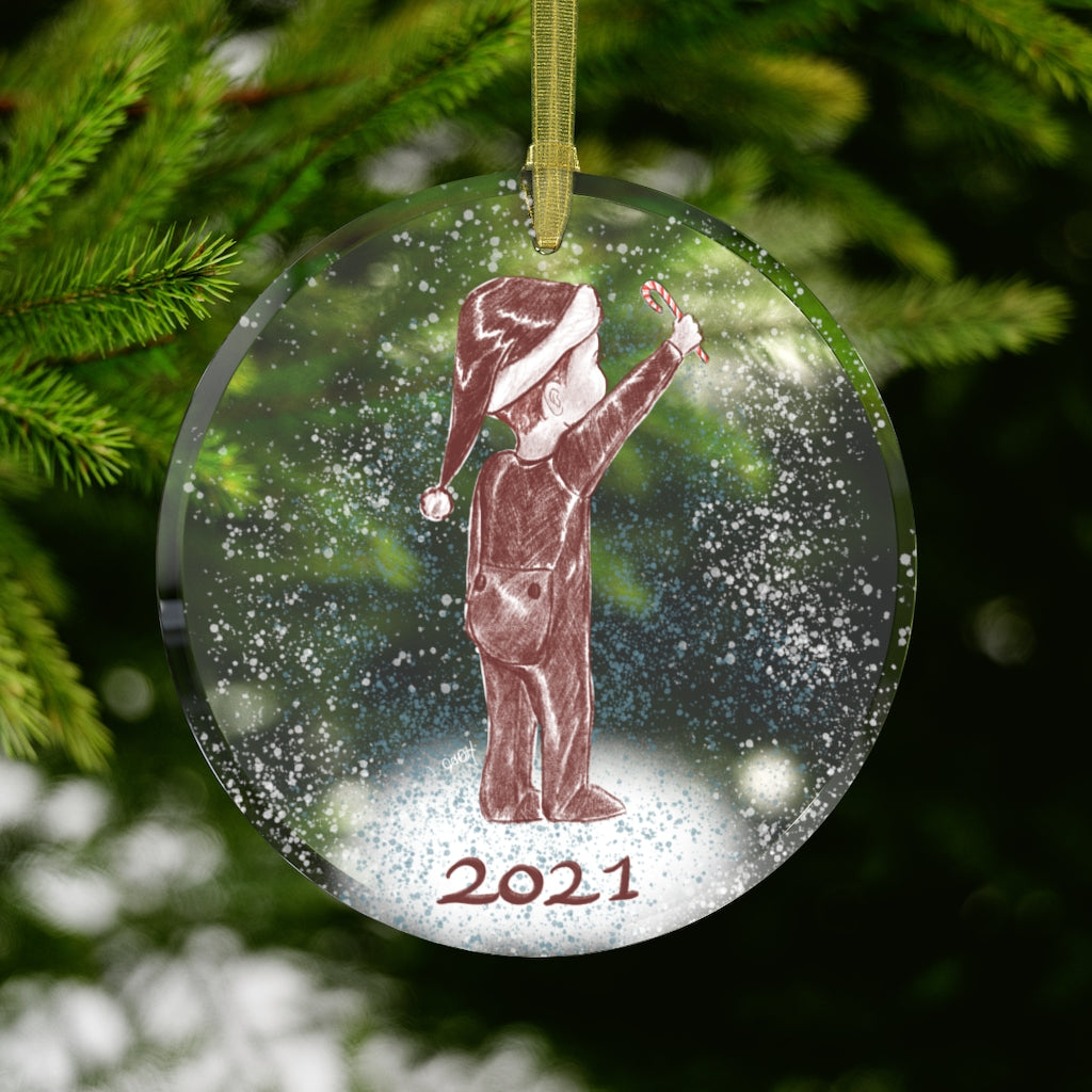 Baby Boy 2021 Glass Ornament